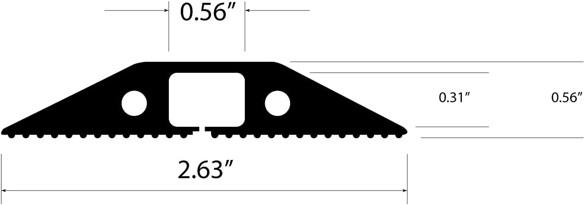 D-Line 6ft Floor Cord Cover, Made in USA Linkable Cable Protector, Hide Extension Cords, Protect Cords, Prevent Cable Trips, Cord Hider, Heavy Duty - Cord Cavity = 0.56" (W) x 0.35" (H) - Black