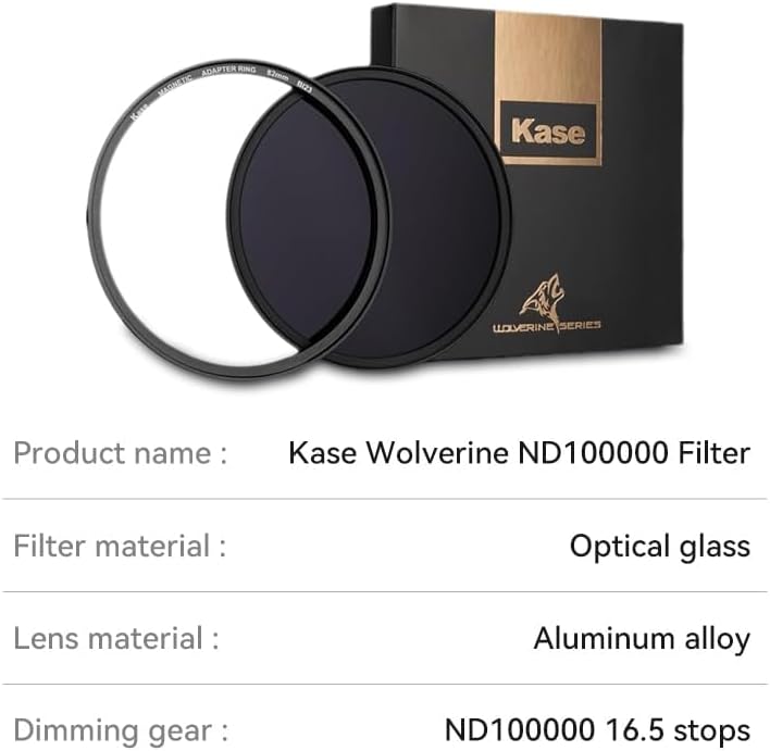 Kase Wolverine 82mm ND100000 16.5 Stop Magnetic Neutral Density Filters Incl Adapter