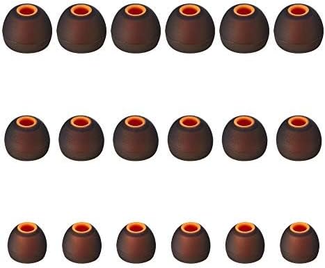 Earbud Tips Soft Silicone Earbuds Replacement Tips Fit for in-Ear Headphones(Inner Hole from 3.8mm - 4.2mm Earphones) 9 Pairs S/M/L,Black/Orange