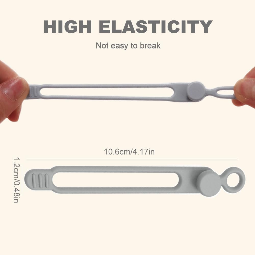 30pcs Data Cable Organizer, 2025 New Silicone Cable Ties Cable Management Organizer, 106mm Reusable Cord Organizer, Colorful Wire Organizers for Cords (30)