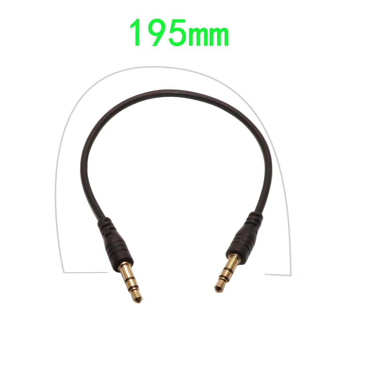 3.5mm Male to Male Audio Cable, 195mm Length, Gold-Plated Connectors, 2-Pack, Black