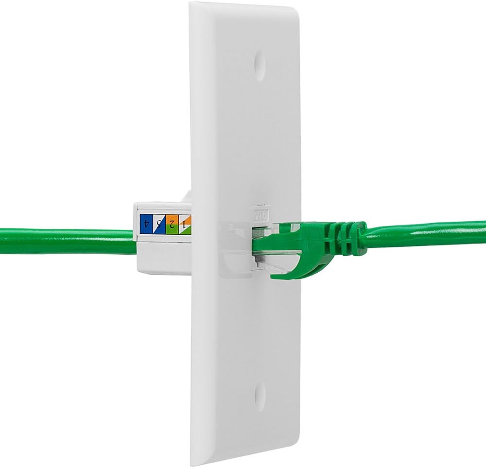 Cmple - 10 Pack Cat6 Keystone Jack Insert Punch Down RJ45 Connectors RJ45 Keystone Jack 90 Degree Female for Wall Plates, Patch Panels, Patch Cables, Ethernet Cables - White