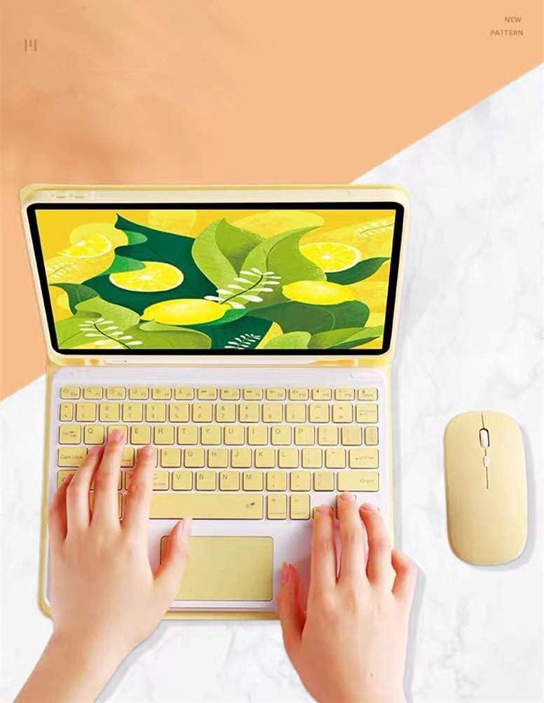 AnMengXinLing Keyboard Case for iPad mini 5 with Mouse, Detachable Wireless Bluetooth Keyboard Pencil Holder Slim Leather Smart Cover for iPad mini 5th Gen 2019, Yellow