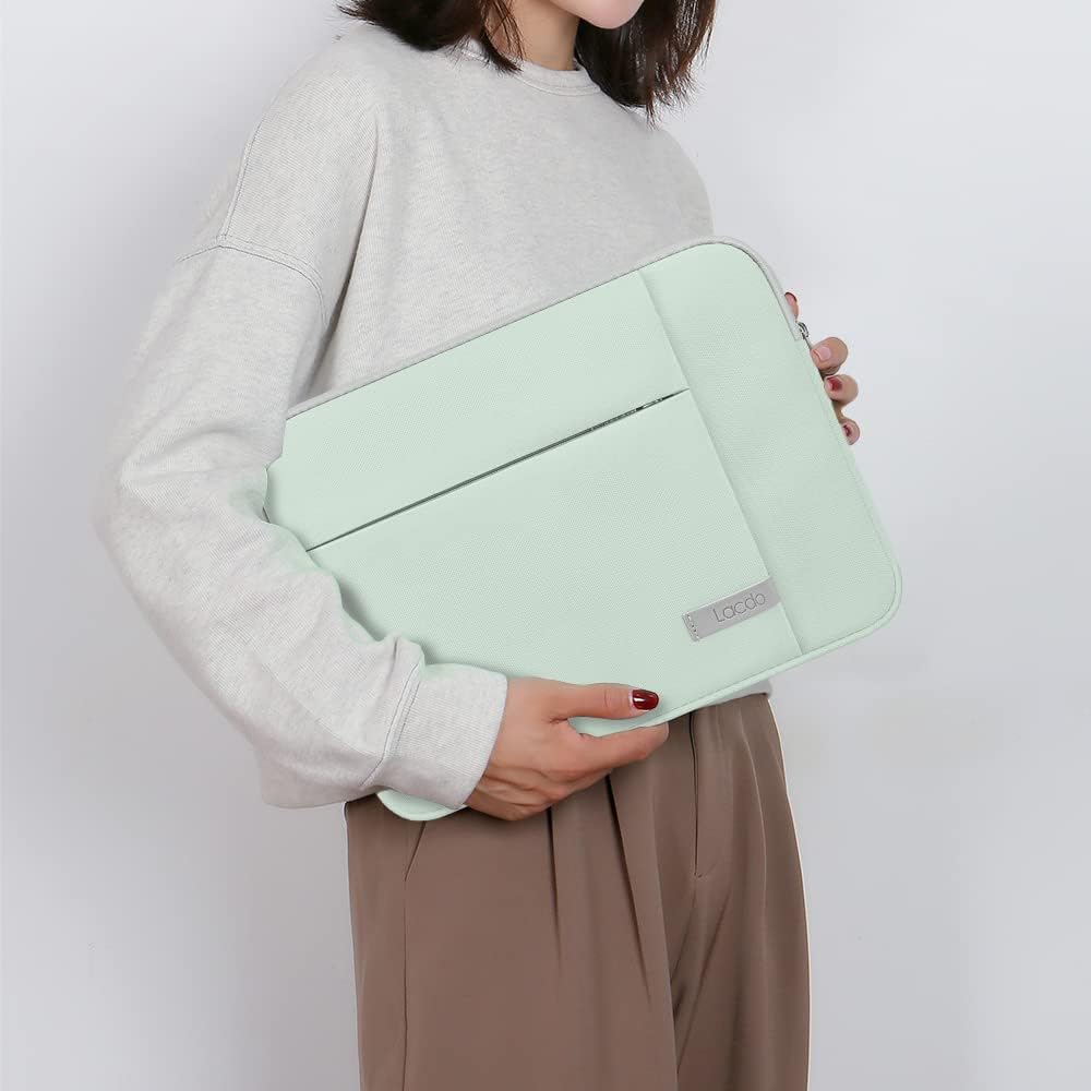 Lacdo 14 Inch Laptop Sleeve Case Computer Bag for HP Lenovo Dell ASUS Acer Chromebook 14 / HP Stream 14 / Dell Inspiron 14 / Lenovo IdeaPad 14 / Acer Spin 3 / ASUS ZenBook 14, Water-Resistant, Green