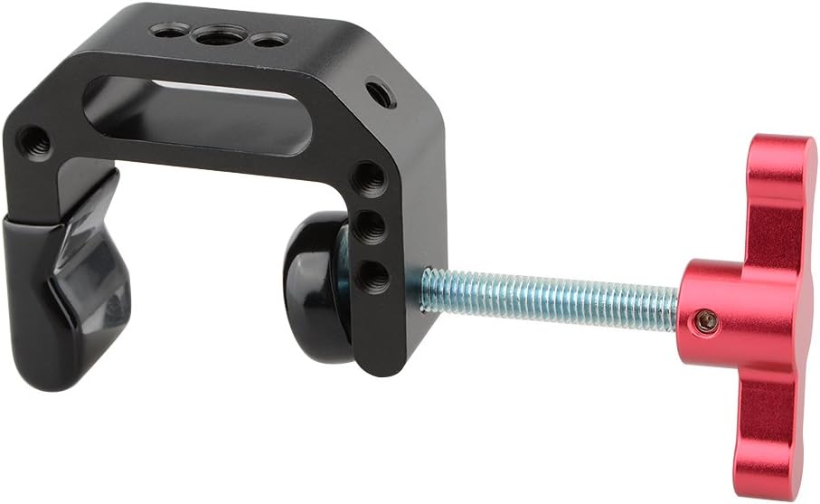 CAMVATE C-Clamp with 1/4 and 3/8 Thread Hole for Camera Monitor(Red T-Handle) - 1687
