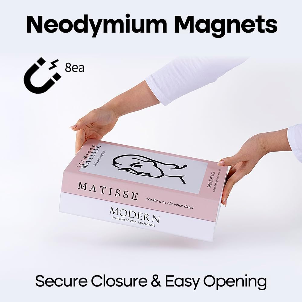 Book Shape Decorative Cable Management Box - Expandable Cable Organizer Box with Magnetic Closure for Home & Office (Modern Matisse, Standard)