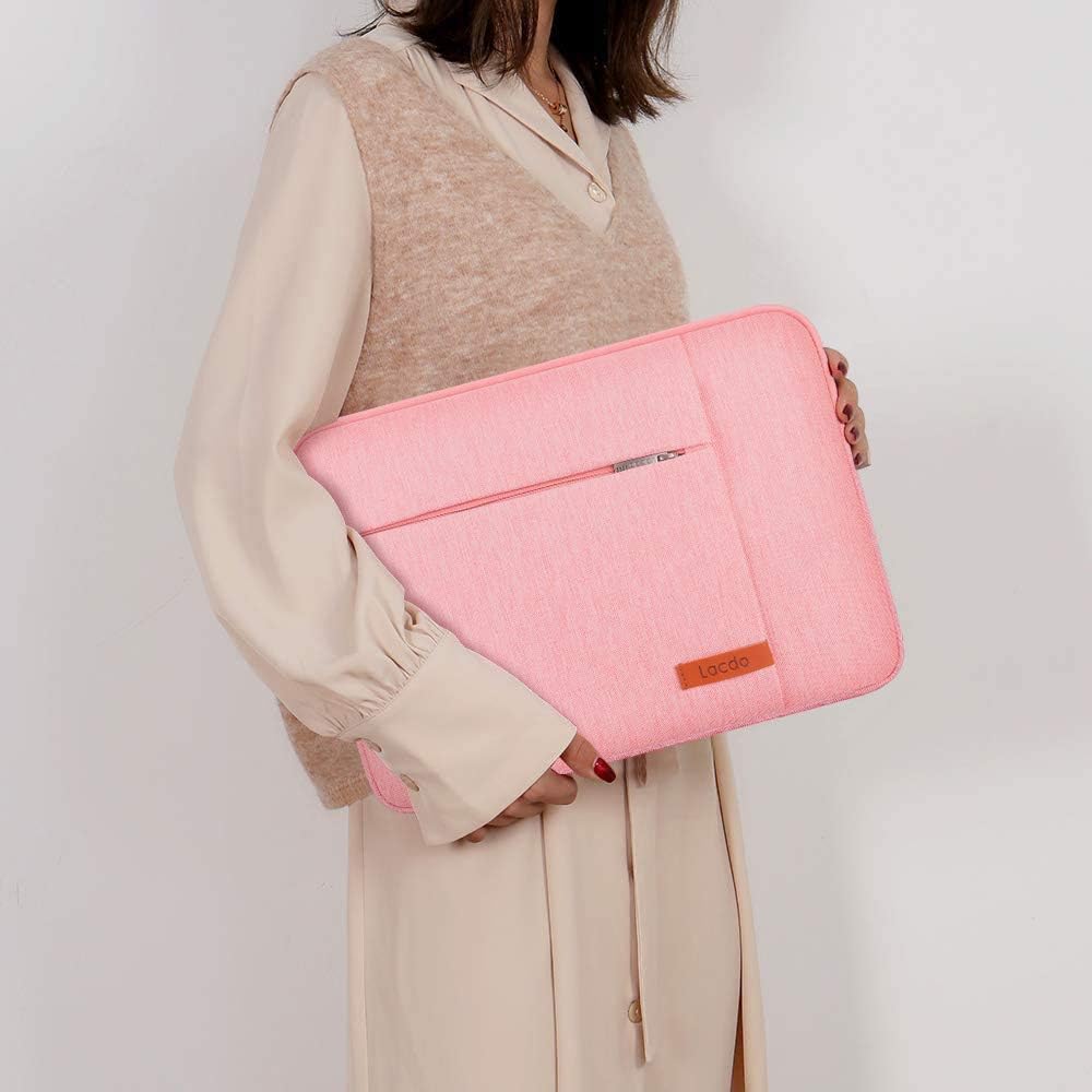 Lacdo Laptop Sleeve Case for 14 inch New MacBook Pro M4/M3/M2/M1 Chips Pro Max A3112 A3401 A3185 A2918 A2992 A2779 2024-2021, 13.8" 13.5" Microsoft Surface Laptop 7th 6 5 4 3 Computer Bag, Peach