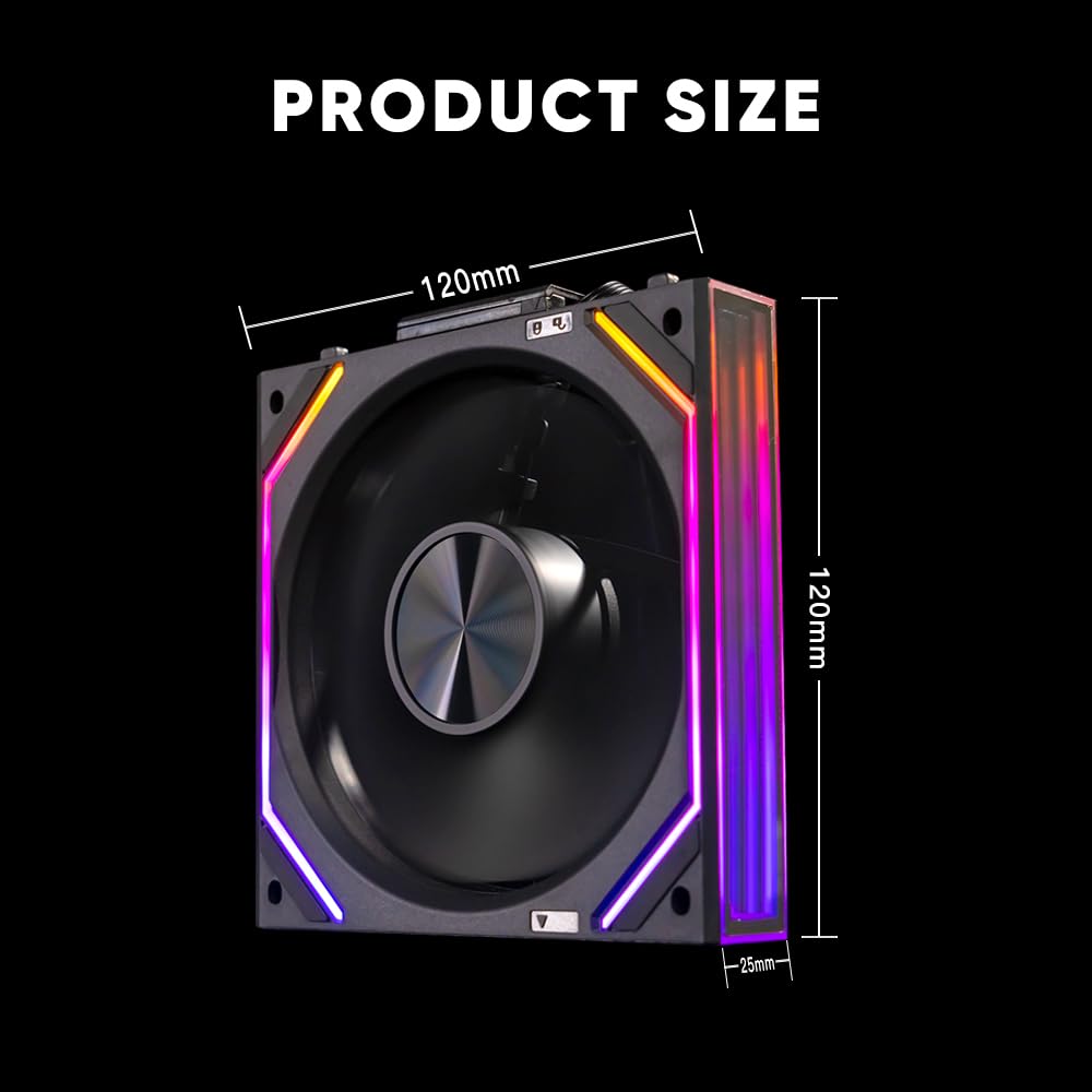 Jungle Leopard Interstellar V2 RS 120mm PC Reverse Blade Case Fan Infinity Mirror Module Daisy-Chain ARGB Fan Triple Pack Suitable Computer Cooling Fans 360mm AIO Cooler(Black-3Pack)