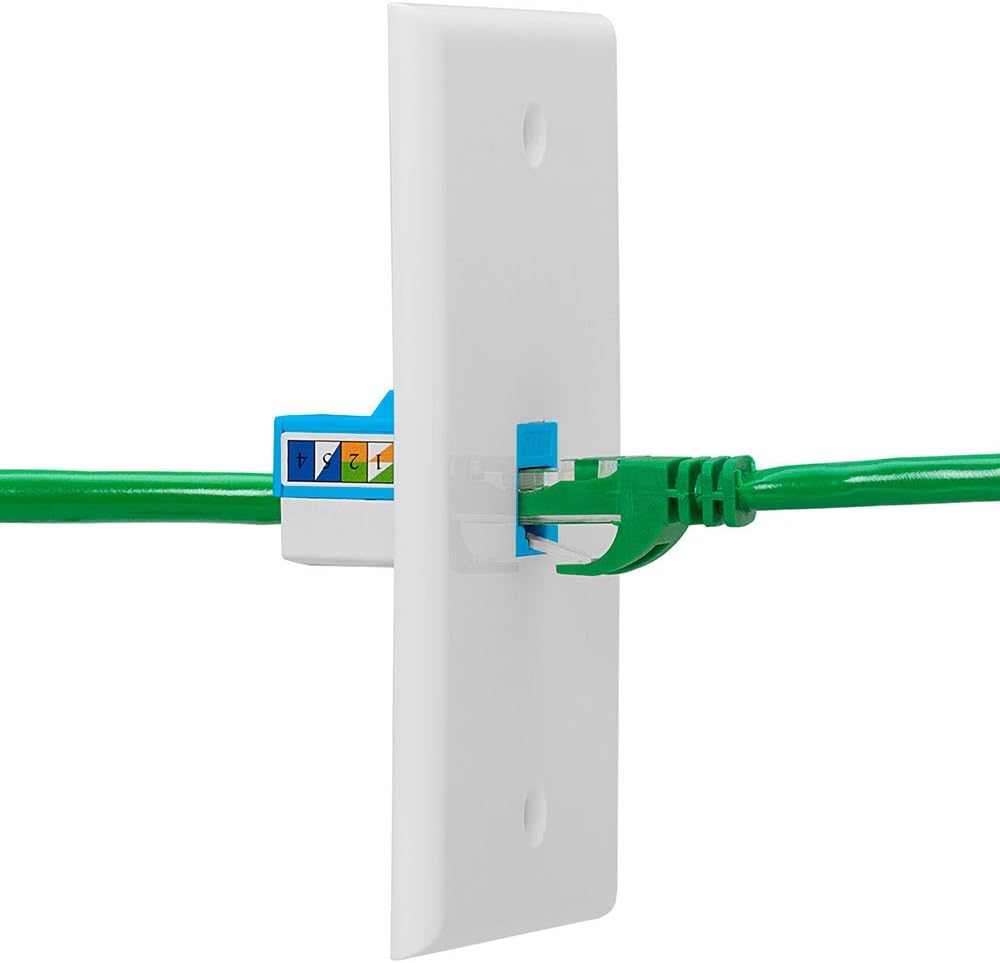 Cmple - RJ45 Keystone Jack 90 Degree Cat6 Keystone Jack Insert Punch Down RJ45 Connectors Female for Wall Plates, Patch Panels, Patch Cables, Ethernet Cables - Blue