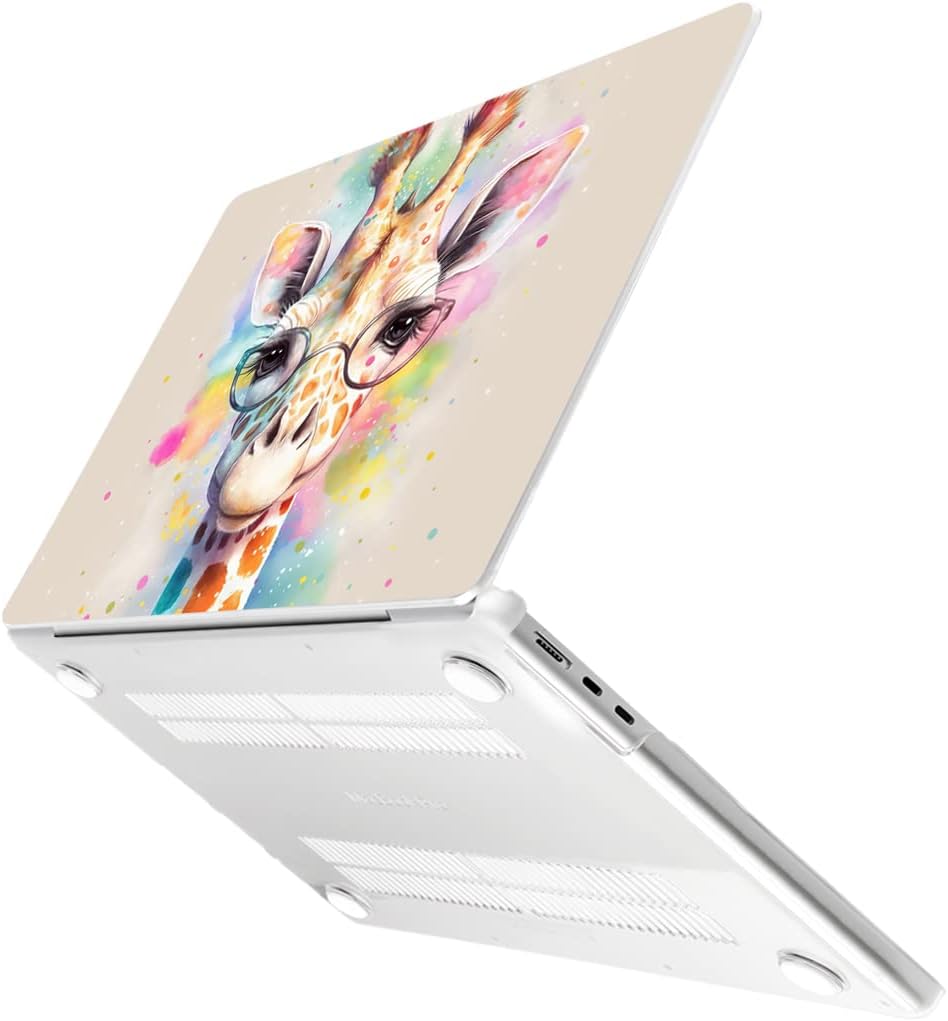 MEEgoodo Case for M4/M3/M2 MacBook Air 13.6 inch 2025 2024 2022, Fit Model A3240/A3113/A2681, Laptop Hard Shell with Keyboard Cover & Screen Protector Compatible with MacBook Air 13 inch, Giraffe