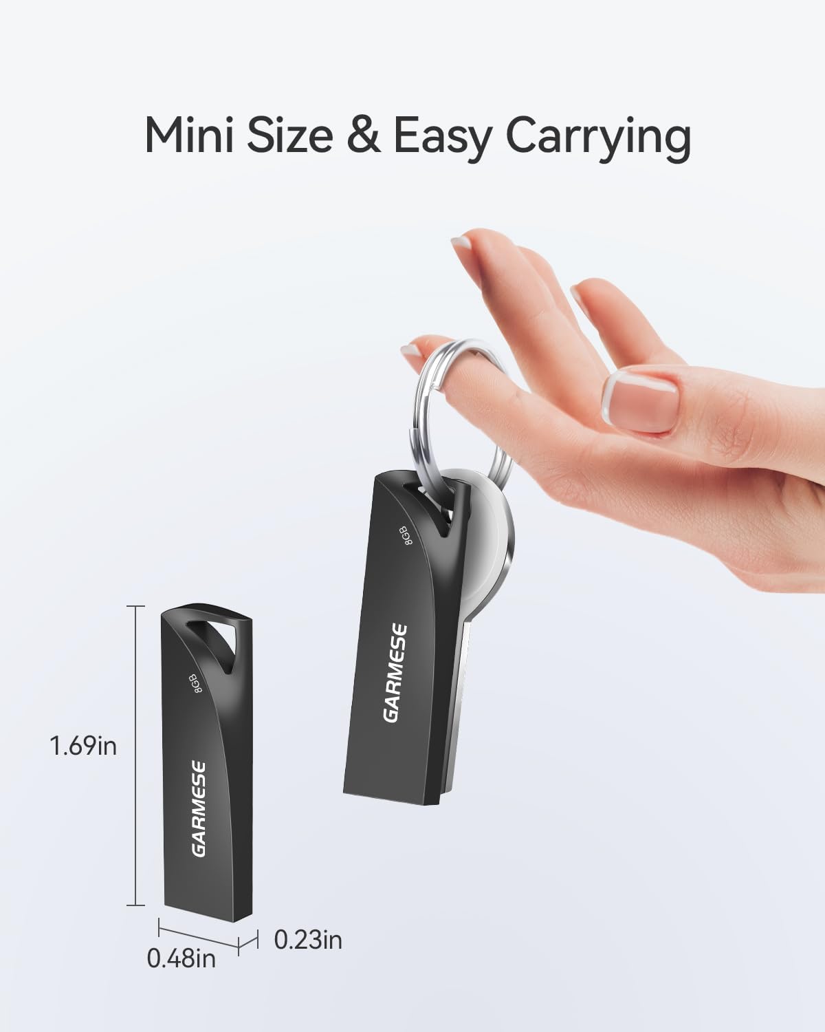 8GB USB Flash Drive, 5 Pack Waterproof Metal USB Memory Stick Slim USB 2.0 Flash Drive, Portable Thumb Drive Pen Drive with Keychain Hole, Stylish Jump Drive for Computer/Car/Smart TV (Black)