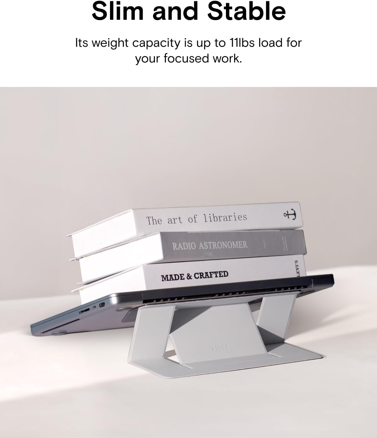 MOFT Laptop Stand for Desk, Adhesive MacBook Computer Stand with 2 Adjustable Viewing Angles, Foldable and Portable Laptop Riser Compatible with 11"-16" Laptops, Misty Cove