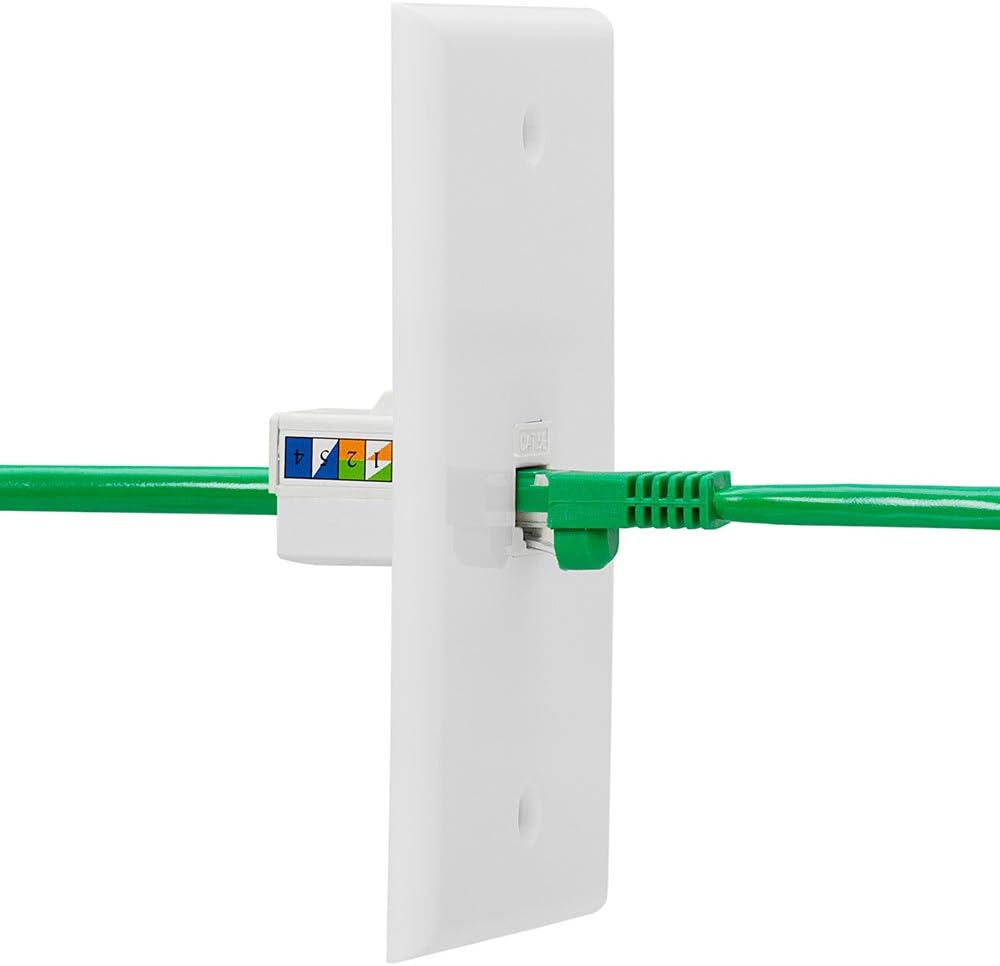 Cmple - 10 Pack Cat5e Keystone Jack Insert Punch Down RJ45 Connectors RJ45 Keystone Jack 90 Degree Female for Wall Plates, Patch Panels, Patch Cables, Ethernet Cables - White