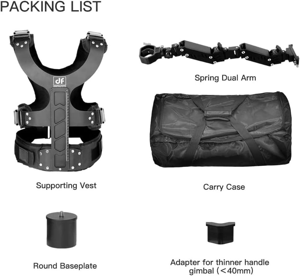 DF DIGITALFOTO THANOS-SE Support Vest Rig System,Filmmakers Kit Gimbal SteadyCam Axis Compatible with DJI RS4/RS 4 Pro/RS2/RS 3 PRO Mini,ZHIYUN Crane 3S for Videographer Smoothing footage 4.4-17.6 lbs