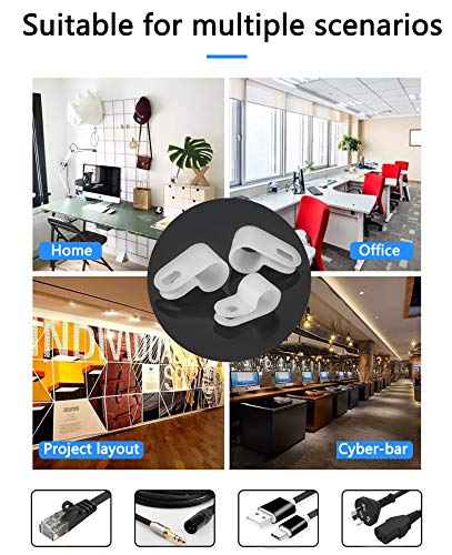 Bigtrans 300 Pcs Nylon Plastic R-Type Wire Clips with Screws 1/4" 5/16" 3/8" 1/2" 3/4" Clamps Fasteners Assortment for Cable Conduit -5 Size -Black