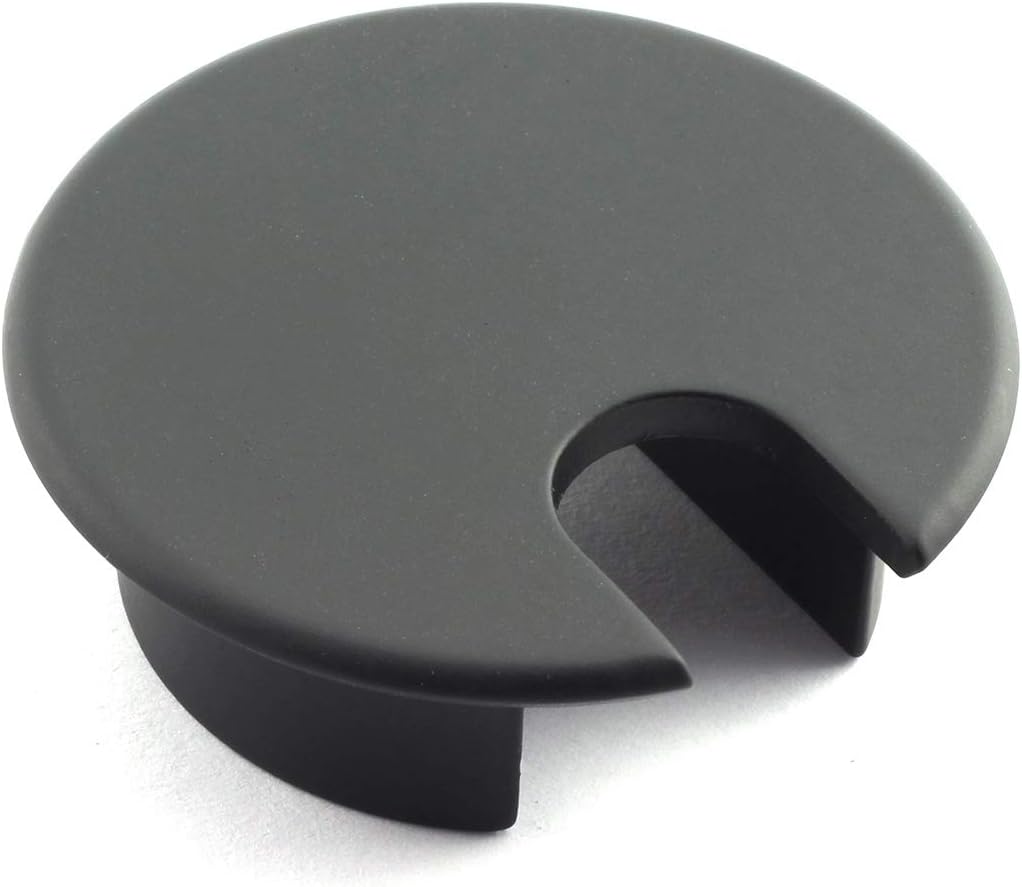 HJ Garden 1pc 1-3/8 inch (35mm) Desk Wire Cord Cable Grommets Hole Cover for Office PC Desk Cable Cord Organizer Zinc Alloy Cover Black