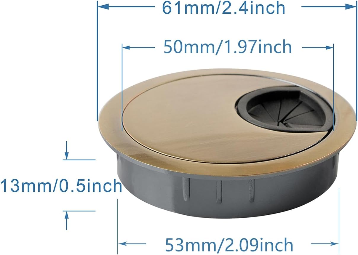 Desk Grommet for Wire Organizer,PC Computer Desk Plastic Grommet Cord, Tidy Cable Hole Cover Organizers,2 Pack (53mm, Black)