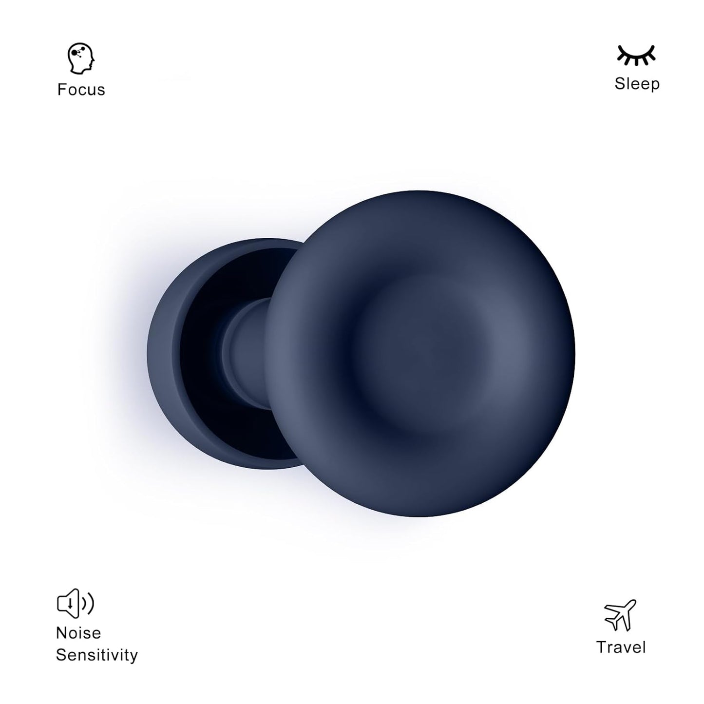 Ear Plugs for Sleeping Noise Reduction Reuseable, Concerts, Focus, Travel, Work, High Fidelity – 7 Pairs Eartips – Flexible Soft – Touch – NRR of 24 and 27 dB Noise Cancelling (Navy Blue)