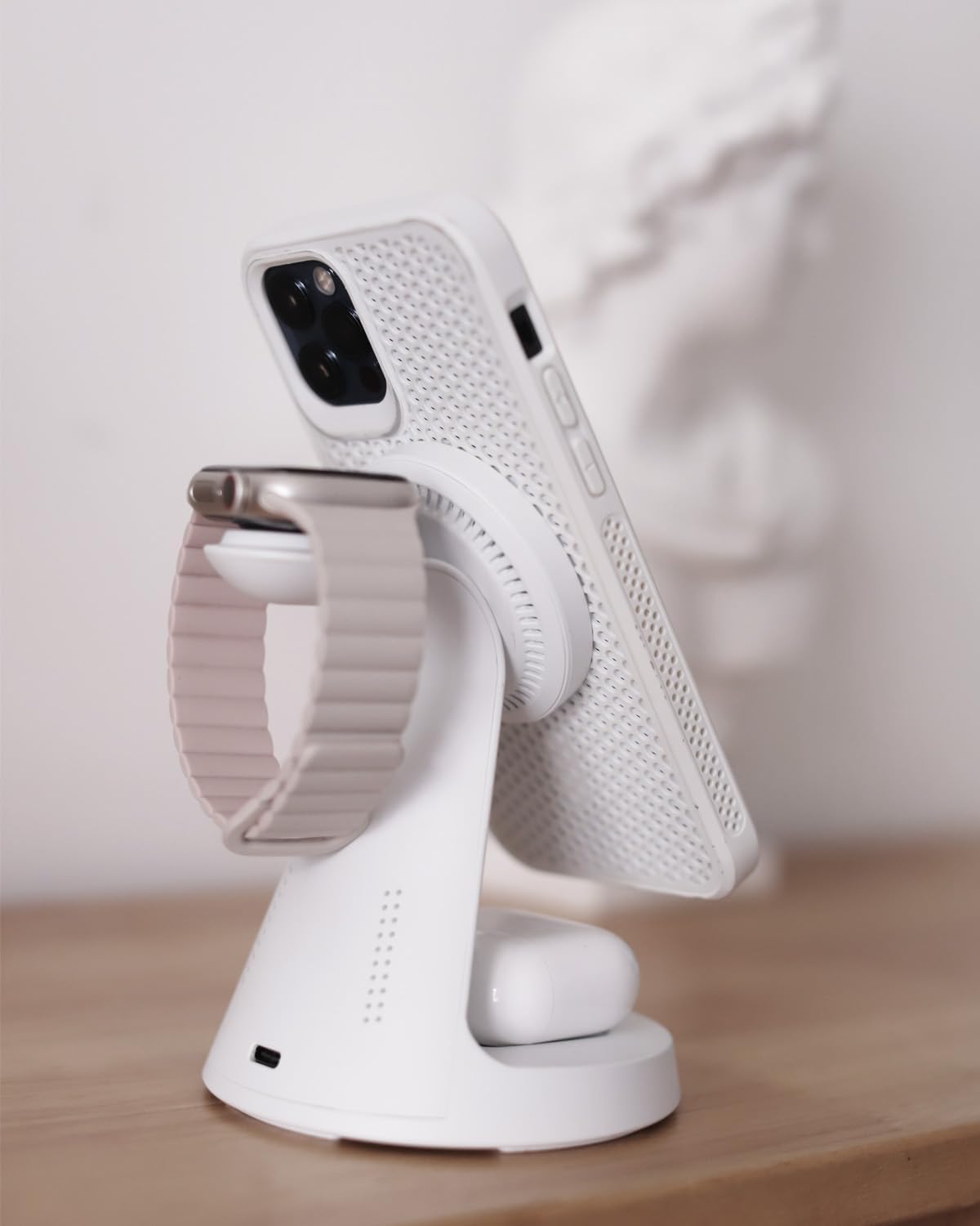 Wireless Charger Compatible with Mag-Safe,3 in 1 Charging Station for iPhone16/15/14/13/12 Series, Apple Watch,AirPods,and More,15W Fast Charging (USB-C Adapter Included)