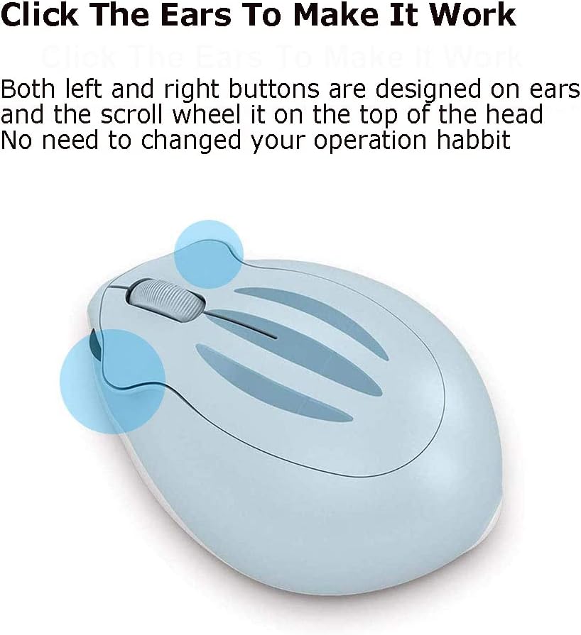 2.4GHz Wireless Mouse Cute Hamster Shape Less Noice Portable Mobile Optical 1200DPI USB Mice Cordless Mouse for PC Laptop Computer Notebook MacBook Kids Girl Men Women Mom Dad Gift (Blue)