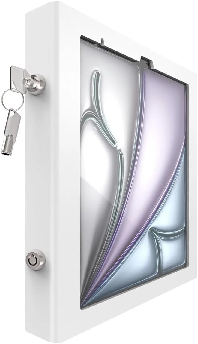 Compulocks iPad Air M2 & M3 13" Apex Enclosure Brandable Floor Stand – Secure Tablet Display Kiosk Mount, Digital Signage, POS Display - White