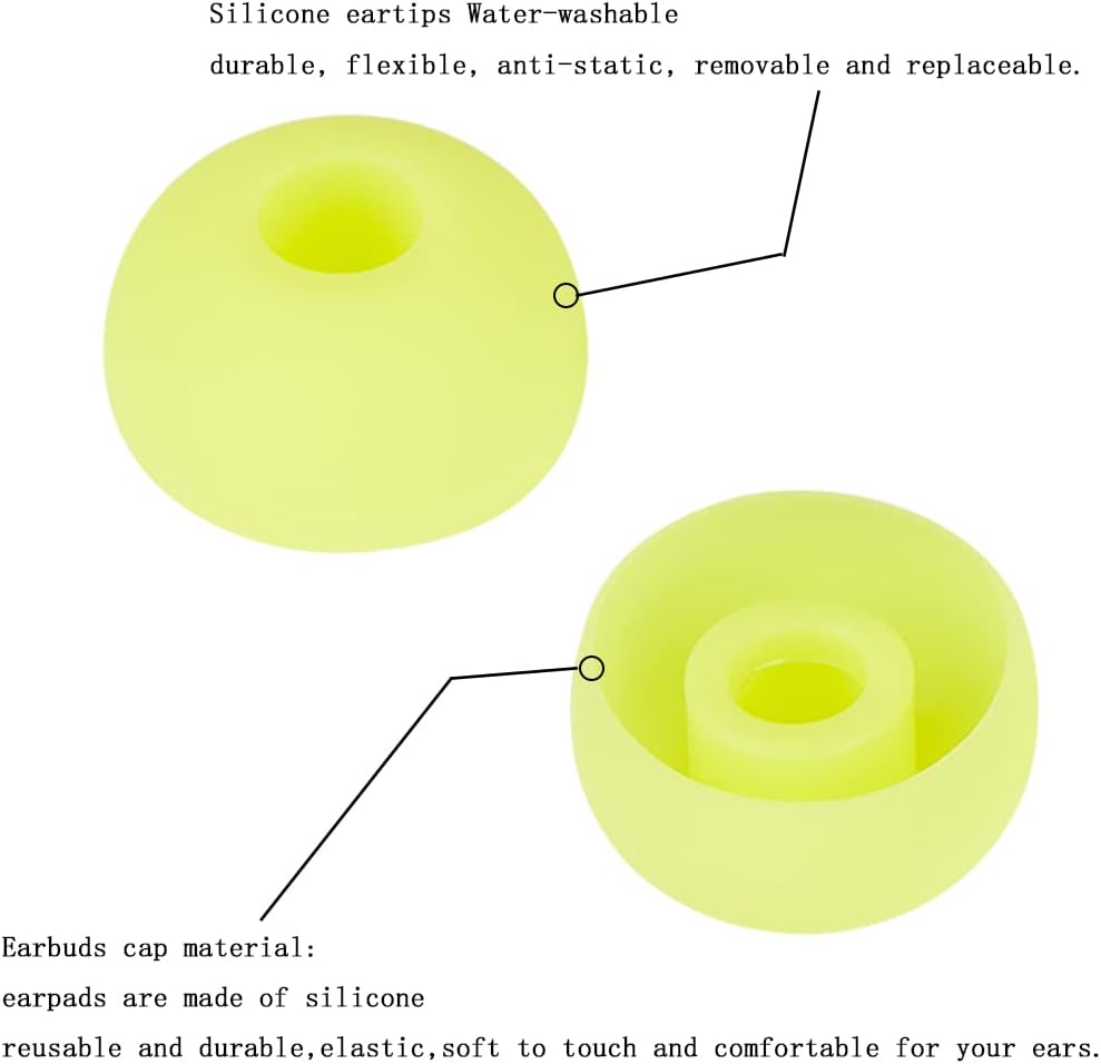 4 Pairs Silicone Replacement Earbud Tips Earbud Cap Compatible with Powerbeats 1/2/3 Wireless Beats by Dre Headphones,Ear Bud Tips(Yellow)