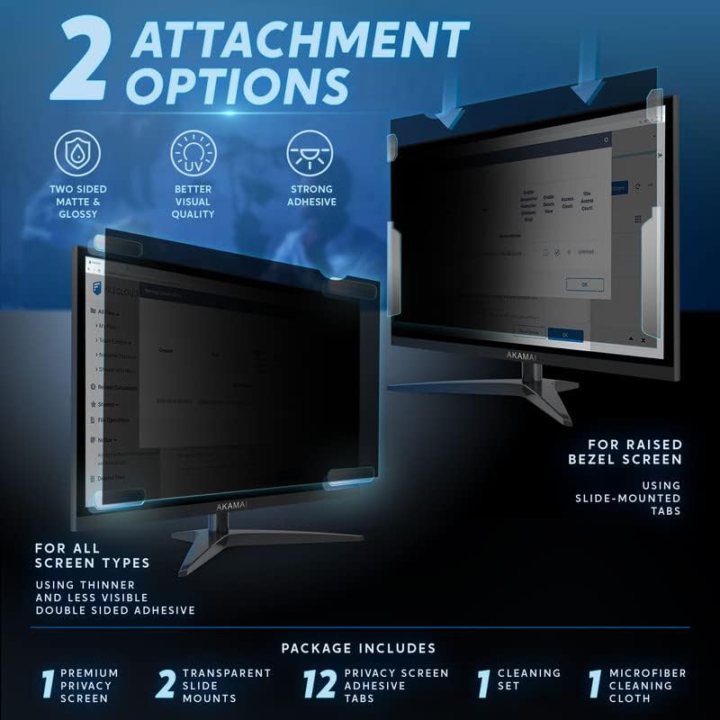 27 inch Computer Privacy Screen (16:10) - Black Security Shield - Desktop Monitor Protector - UV & Blue Light Filter by Akamai