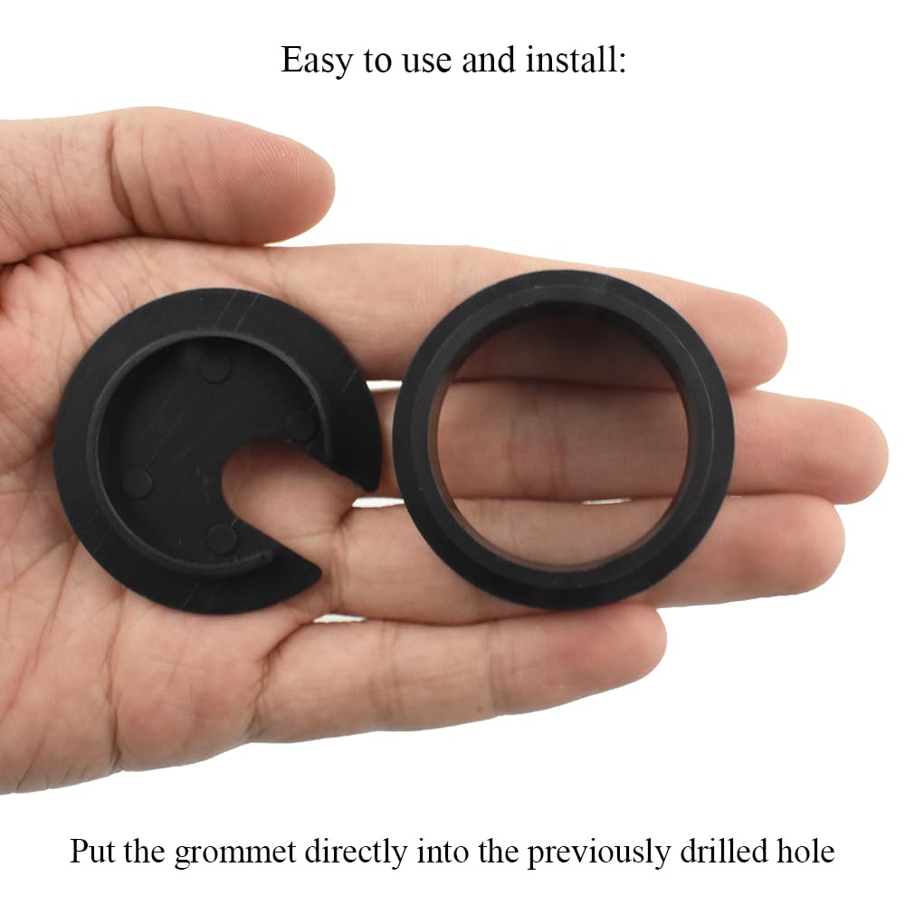 HAHIYO 2Pcs 1.38Inch/35mm Black ABS Plastic U-Shaped Desk Grommet Wire Grommet Cable Management Cord Hole Cover Desk Wire Hole Insert Wire Organizer for Computer Office Home School Equipment Systems