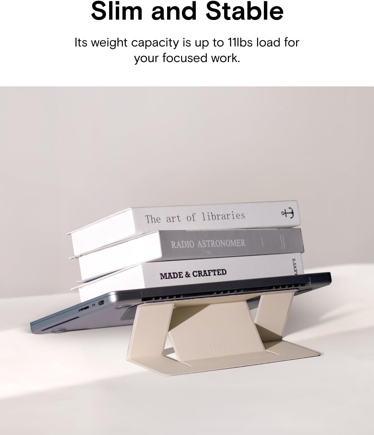 MOFT Laptop Stand for Desk, Adhesive MacBook Computer Stand with 2 Adjustable Viewing Angles, Foldable and Portable Laptop Riser Compatible with 11"-16" Laptops, Earthen Beige