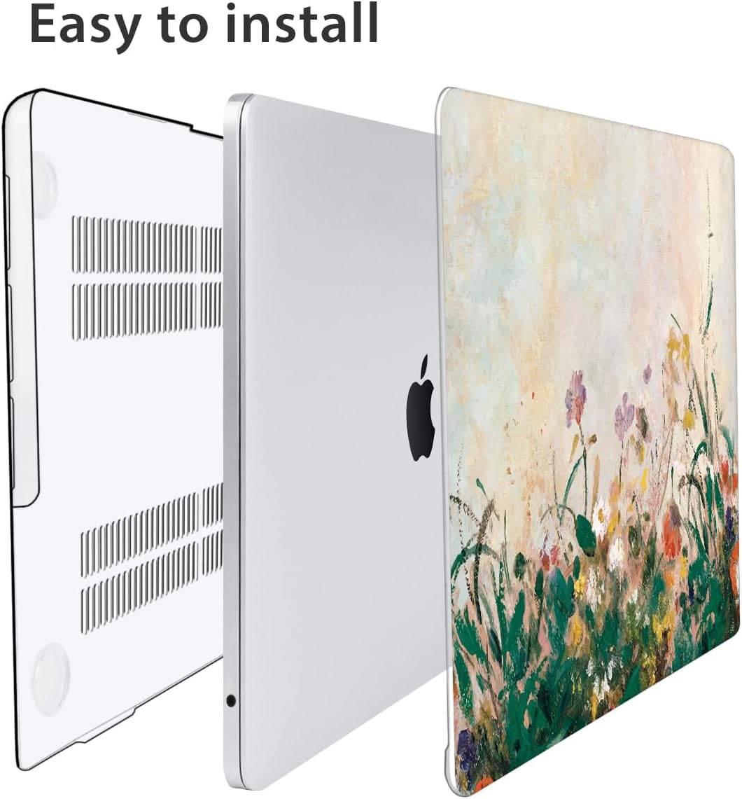 Compatible with MacBook Air 13.6 inch Case 2025 2024 2023 2022 Release M4 A3240 M3 A3113 M2 A2681 with Touch ID, Plastic Hard Shell Case&Keyboard Cover&Screen Film&Webcam Cover, Oil Painting