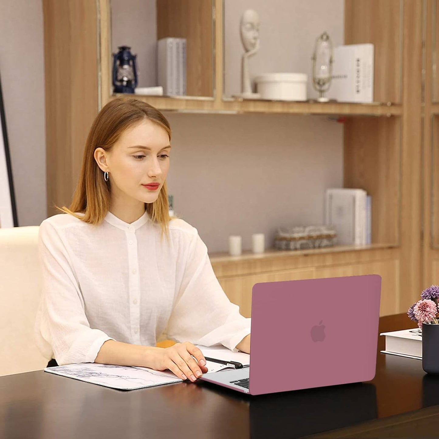 MOSISO Compatible with MacBook Air 13 inch Case 2025 2024 2023 2022 M4 A3240 M3 A3113 M2 A2681, Plastic Hard Shell&Keyboard Cover&Screen Film&Type C for MacBook Air 13.6 inch Case, Dusty Rose