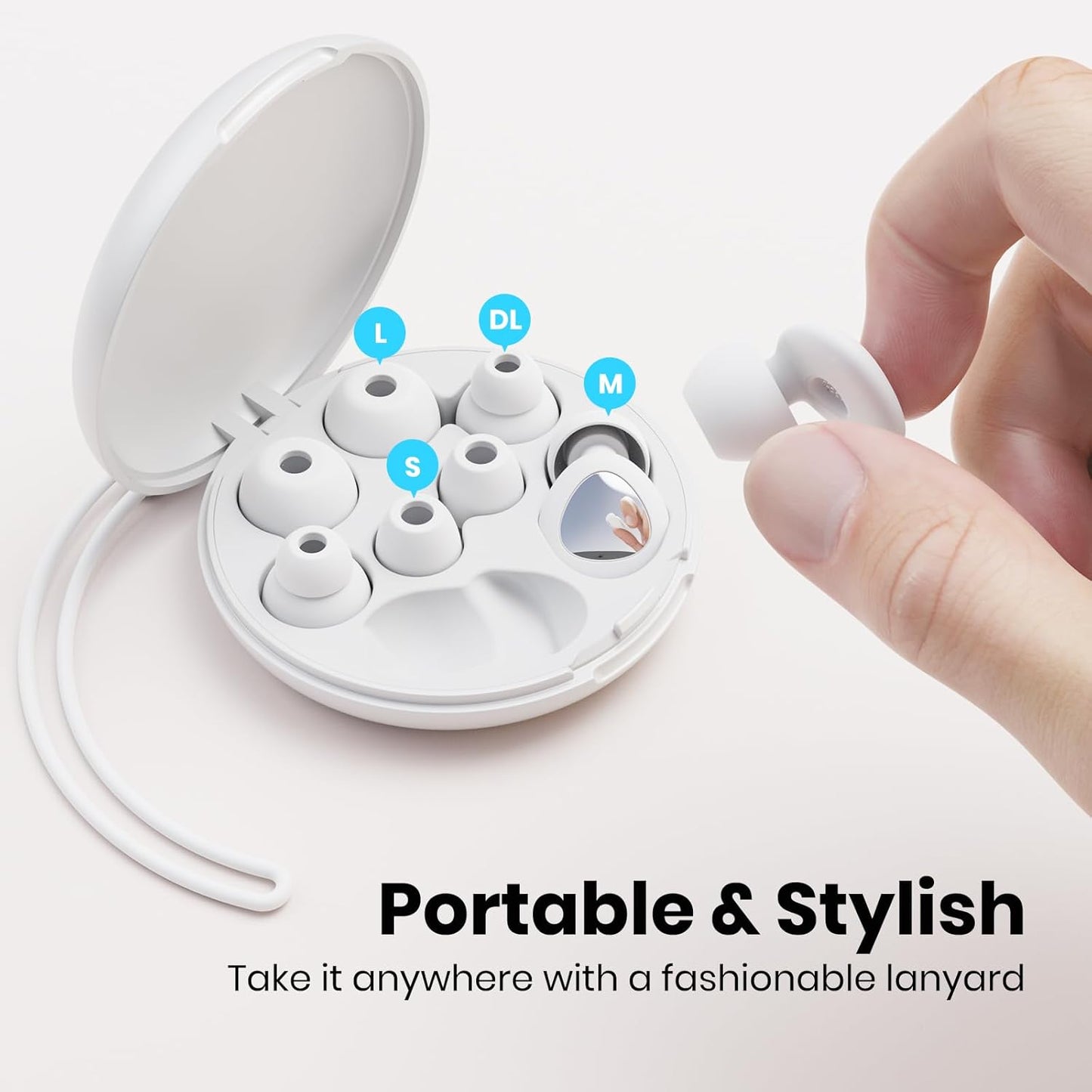 Ear Plugs for Sleeping Noise Cancelling, 45dB Reusable Silicone Ear Plugs for Concert, 8 Tips Earplugs for Noise Reduction, Hearing Protection Earplugs for Sleep, Concert, Snoring, Work, White