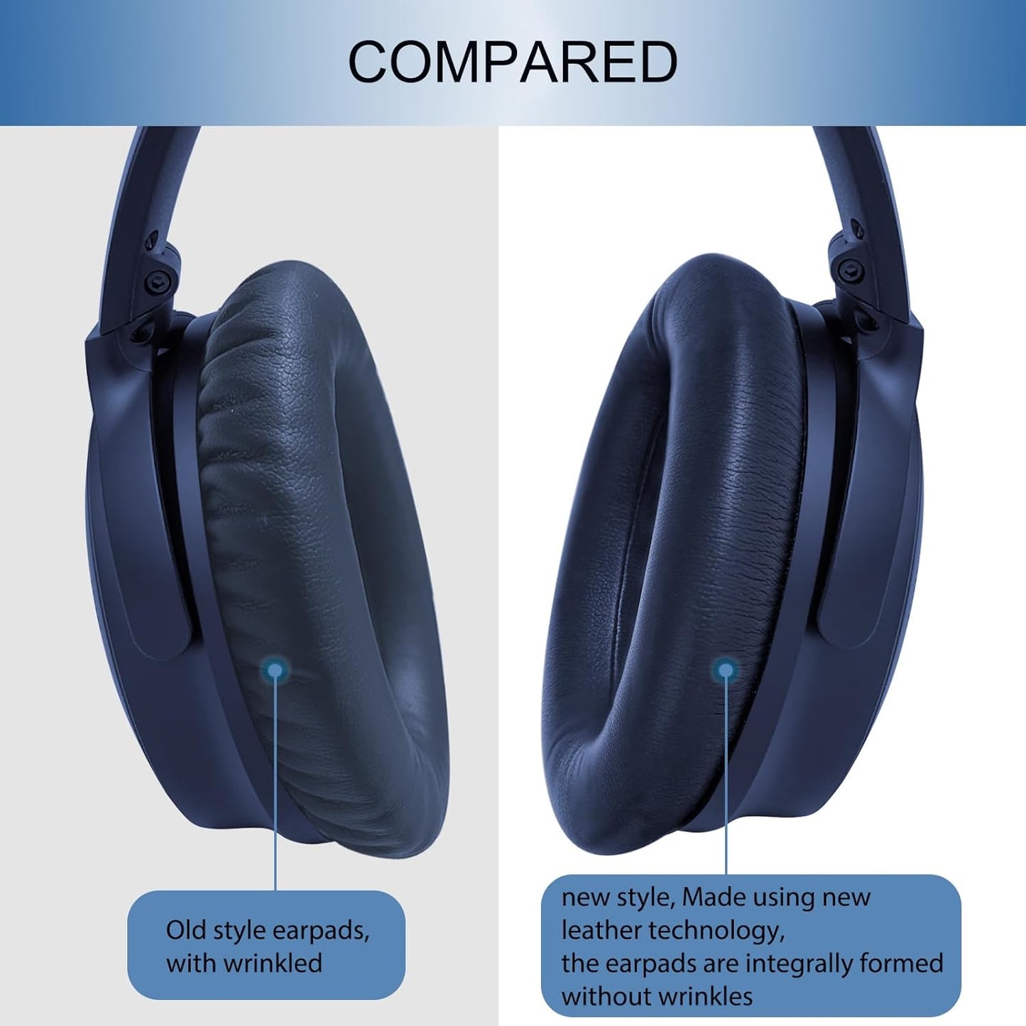 GEVO Ear Pads Cushions Replacement for Bose QC35 ii QC35, Earpads for Bose QuietComfort 35ii 35 Headphones with Protein Leather Noise Isolation Memory Foam (Blue)