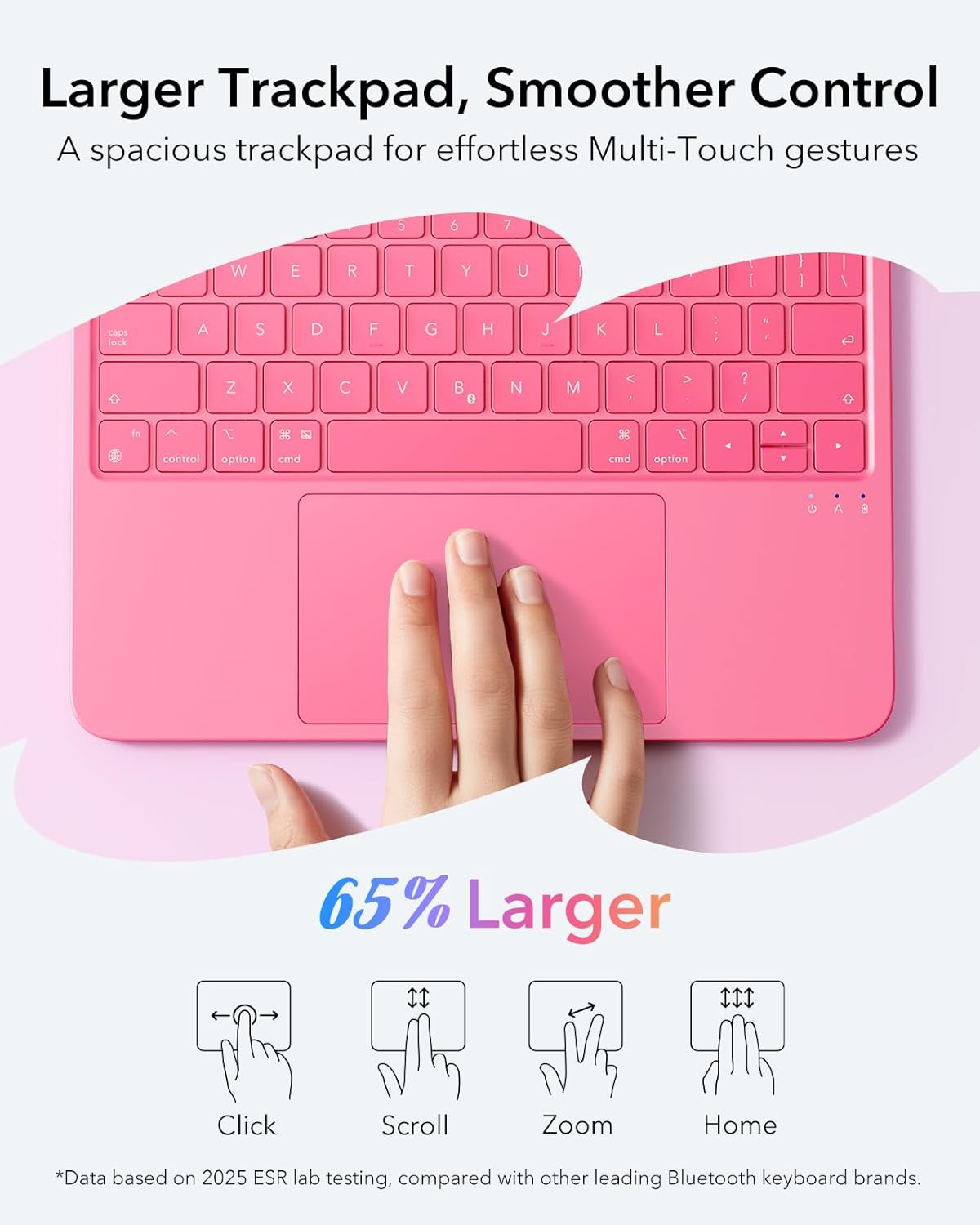 ESR iPad 11th (A16) 2025/10th Gen Flex Keyboard Case, Ultra-Light Magnetic Detachable Keyboard for iPad 10.9" with Writing/Viewing Modes, Larger Precision Trackpad, Pink
