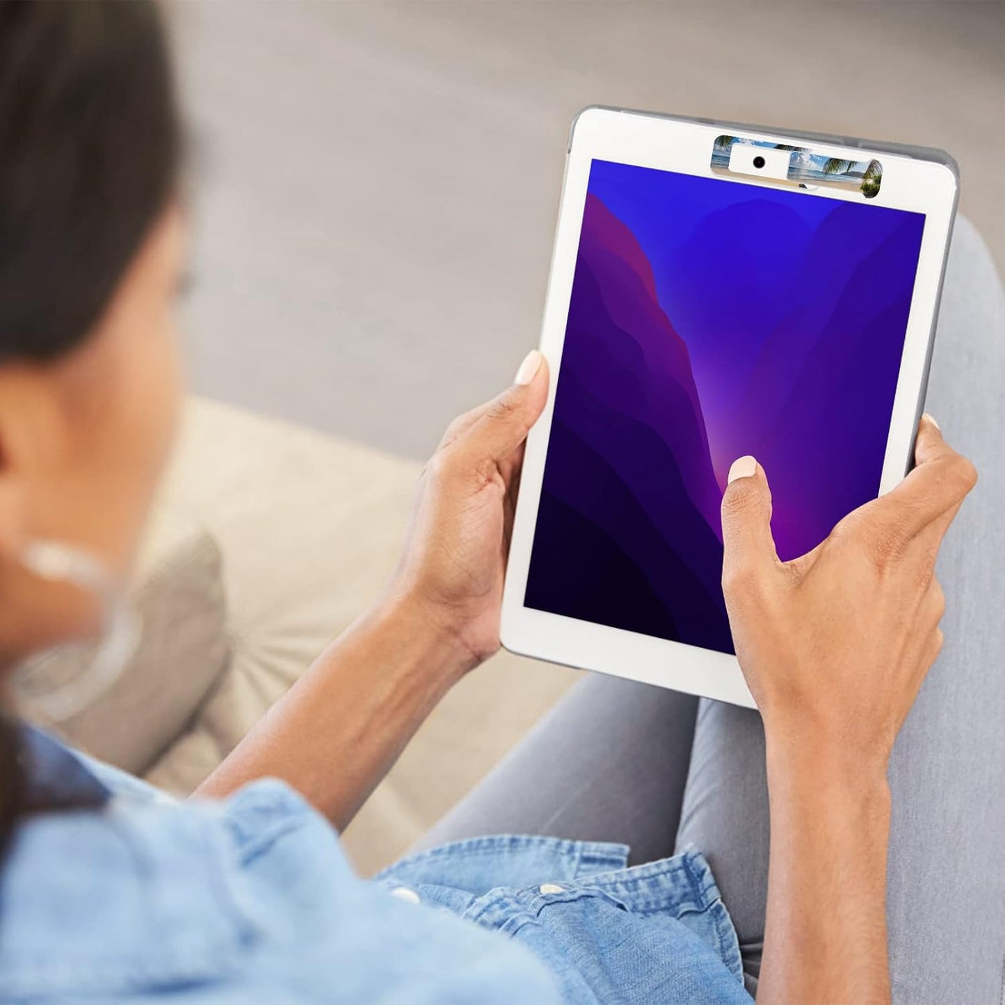 Webcam Cover, 3 Pieces, Laptop Camera Cover, Privacy Shielding Capacity is Twice as Big as The Traditional, Suitable for Computer Mobile Phones, laptops, Tablets and so on (Beach by The sea)