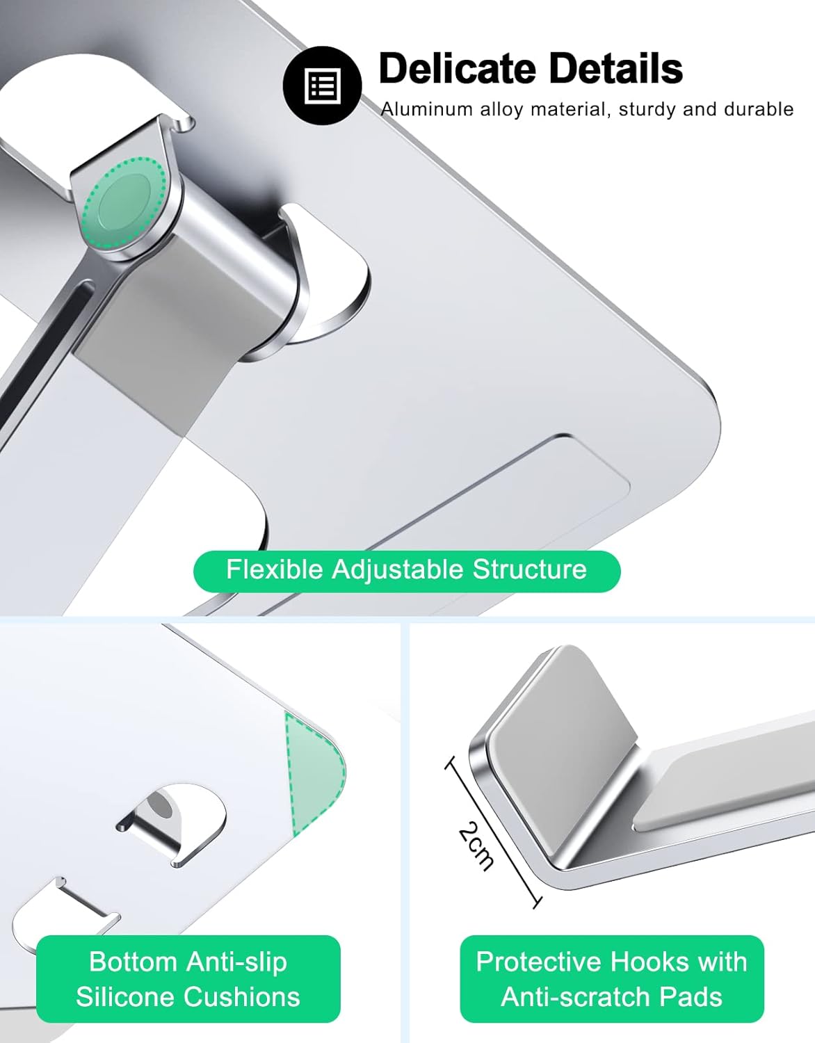 Foldable Laptop Stand, Height Adjustable Ergonomic Computer Stand for Desk, Aluminum Portable Laptop Riser Holder Mount Compatible with MacBook Pro Air, HP, Dell 10-16"