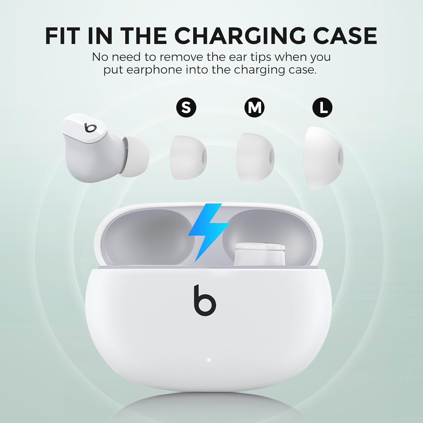 AhaStyle Ear Tips for Beats Studio Buds/Powerbeats Pro 2/Solo Buds/Fit Pro/Studio Buds+【Fit in The Charging Case】6 Pairs S/M/L Silicone Ear Covers Replacement Tips for Beats Wireless Bluetooth Earbuds