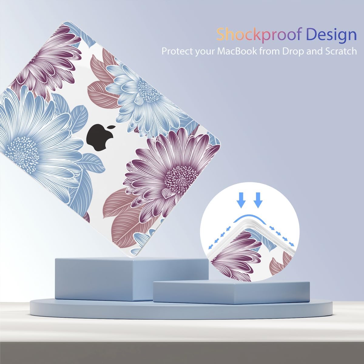 Teryeefi for MacBook Air M4 M3 M2 13.6 inch Case 2025 2024-2022,Fit Model A3240 A3113 A2681, Laptop Hard Shell Cases with Keyboard Cover & Screen Protector for MacBook Air 13.6", W-Flowers