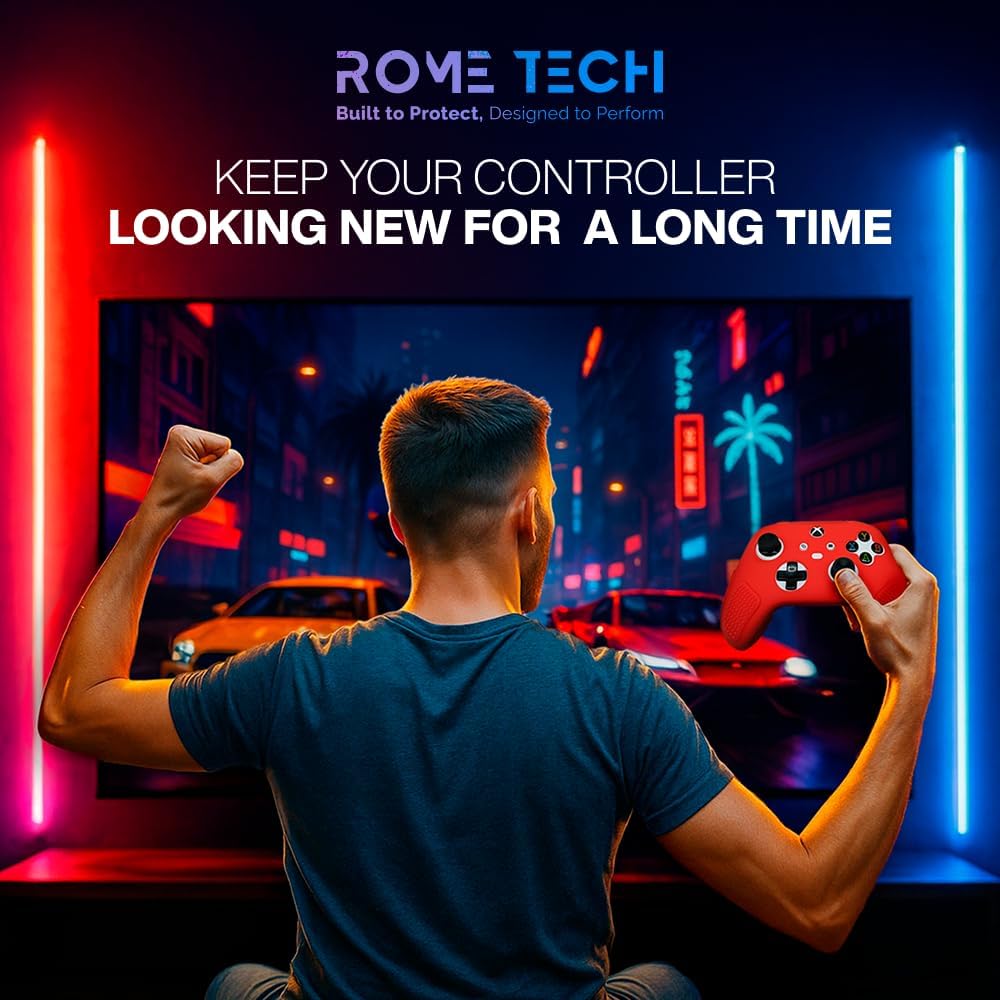 for Xbox Controller Series X/S (2024/2023) Silicone Protective Cover, Soft Skin Xbox Controller Accessories, Anti-Slip Cover with 2 Joystick Caps (Red)