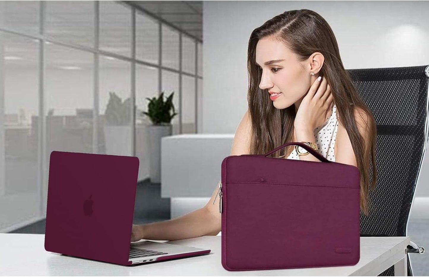 MOSISO Compatible with MacBook Air 13 inch Case 2025 2024 2023 2022 M4 A3240 M3 A3113 M2 A2681, Hard Shell&Sleeve Bag&Keyboard Skin&Webcam Cover&Screen Film for MacBook Air 13.6 inch, Burgundy