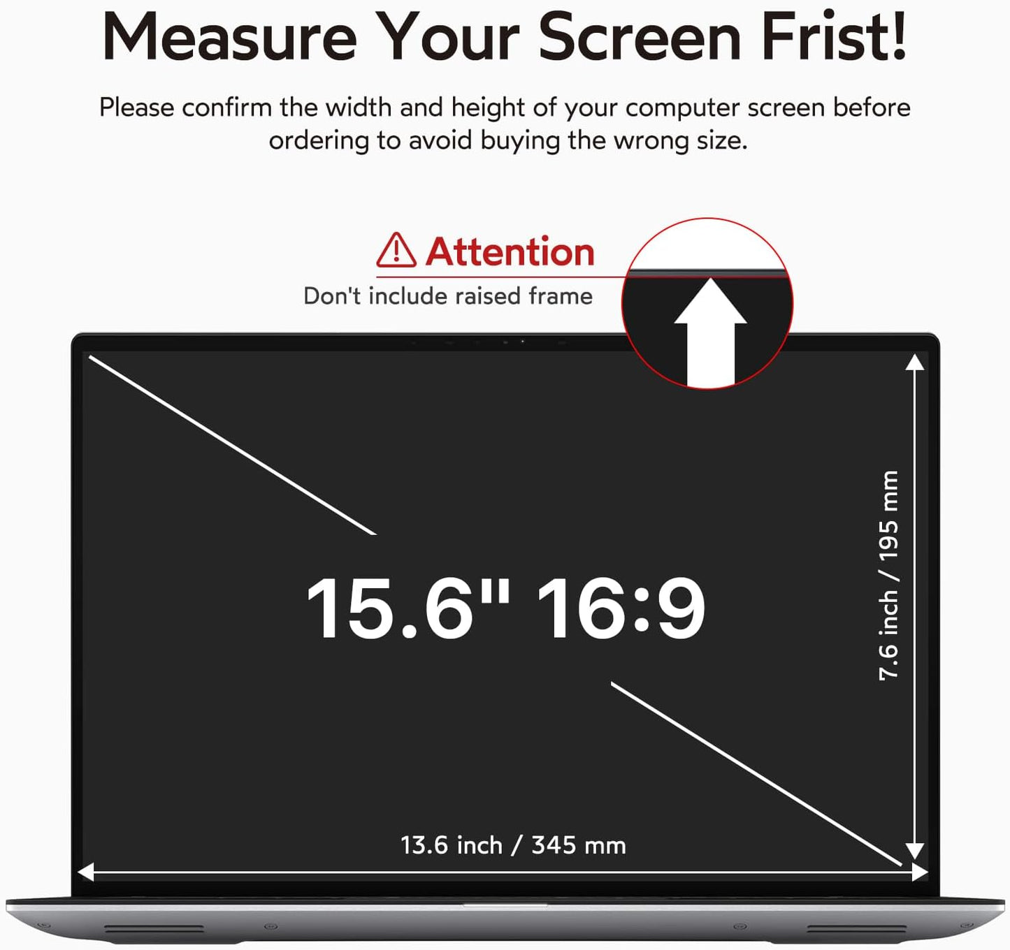 bersem 2 Pack 15.6 Laptop Privacy Screen for 16:9 Ratio Computer Monitor, Removable, Anti Glare, Blue Light Filter, Anti-Spy, Anti-Scratch, UV-Blocking