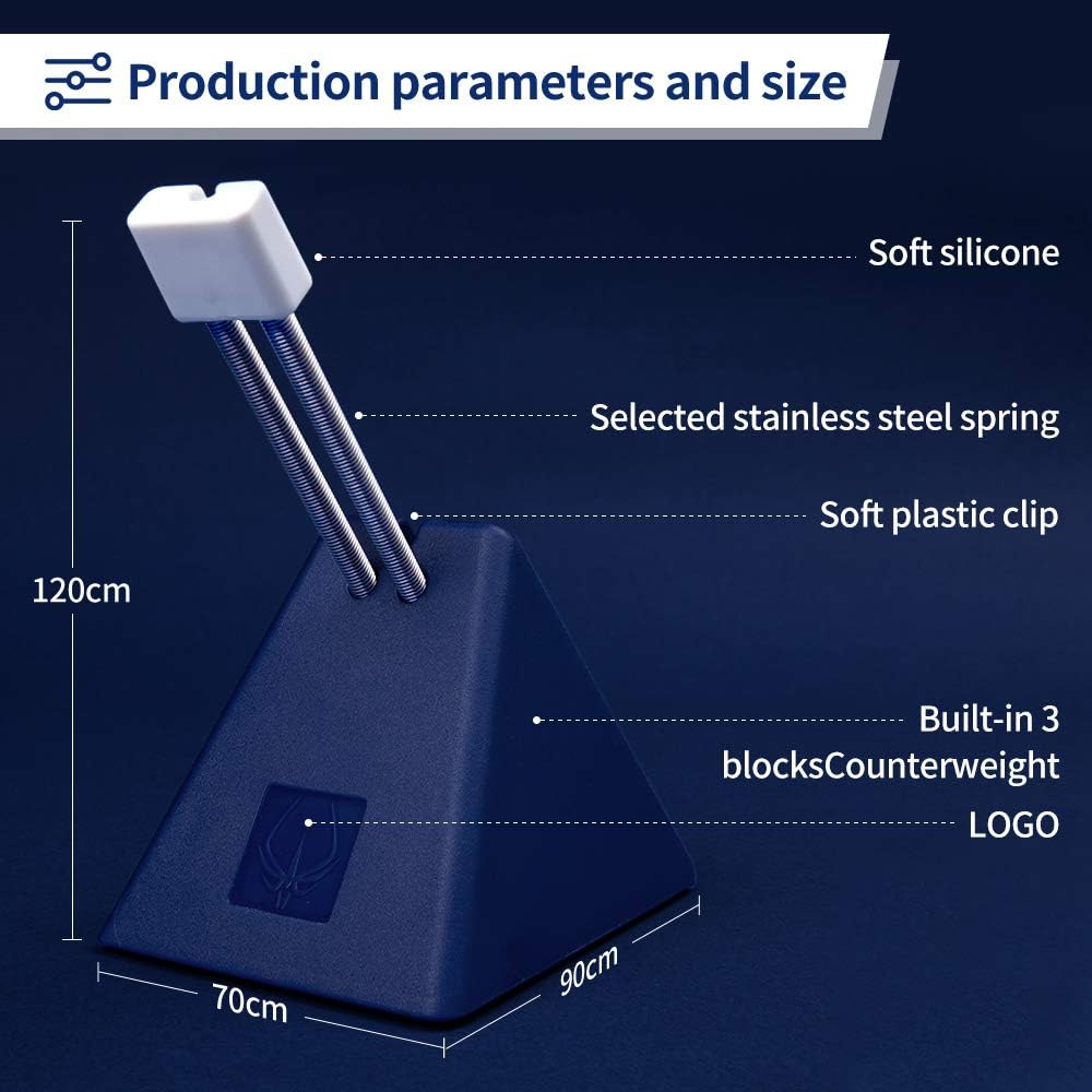 Hotline Games Mouse Bungee Mouse Cord Clip Cord Management System Fixer Holder for Esports FPS Game (3.0 Blue)