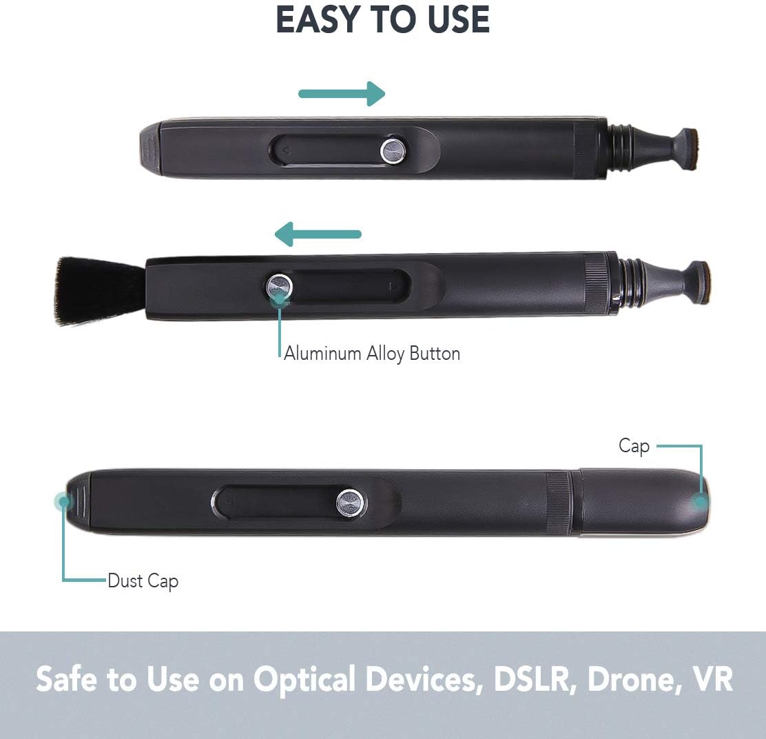 Foto&Tech Lens Pen Cleaning System for Canon Nikon Sony Panasonic Fujifilm Olympus Pentax Sigma DSLR/SLR/Evil/Film Camera with Foto&Tech Velvet Bag (2 PCS, Black)