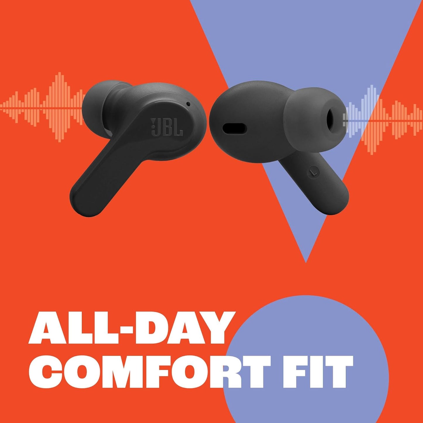 JBL Vibe Beam - True Wireless JBL Deep Bass Sound Earbuds, Bluetooth 5.2, Water & Dust Resistant, Hands-free call with VoiceAware, Up to 32 hours of battery life (Blue)