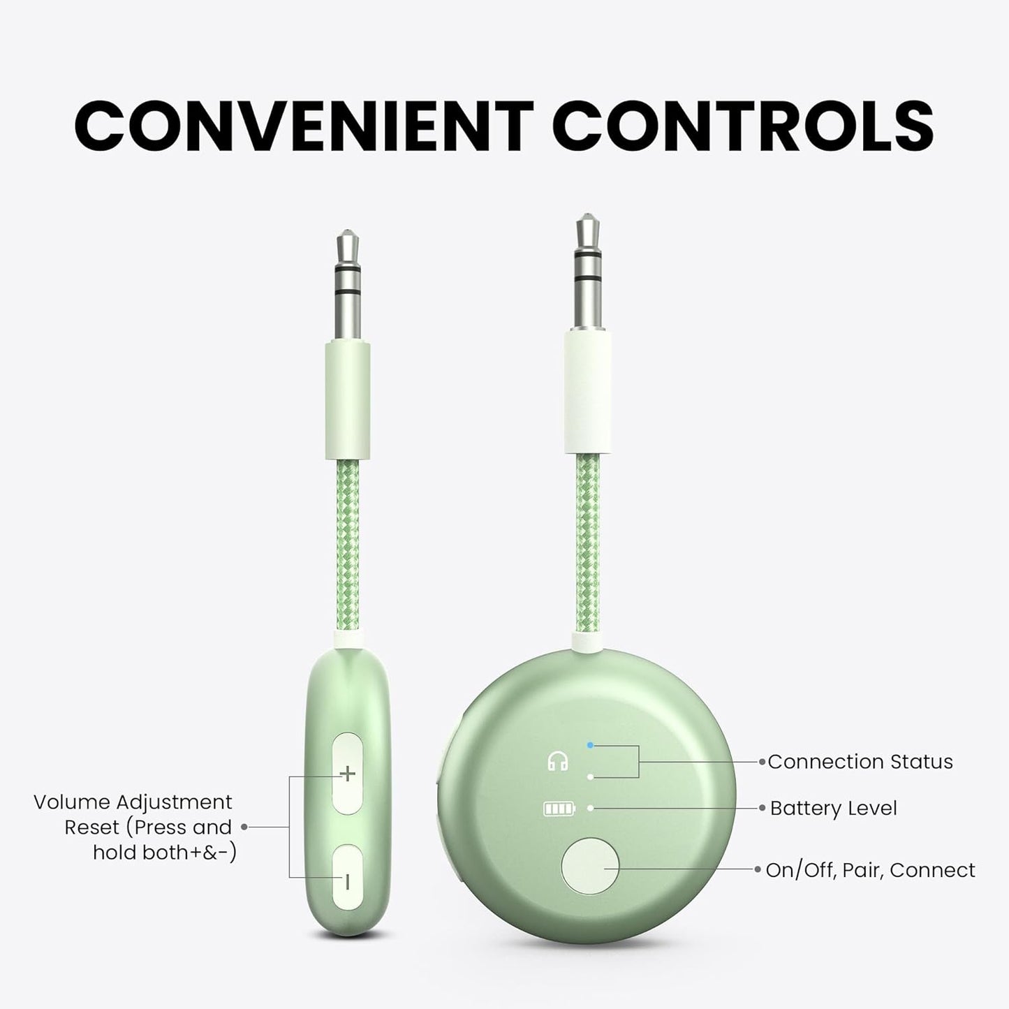 Avantree SoundJet R1 – Airplane Bluetooth Adapter for Headphones & AirPods, aptX Adaptive, Qualcomm Chipset, 20H Battery, Wireless Audio Transmitter for in-Flight Travel Essentials - Green