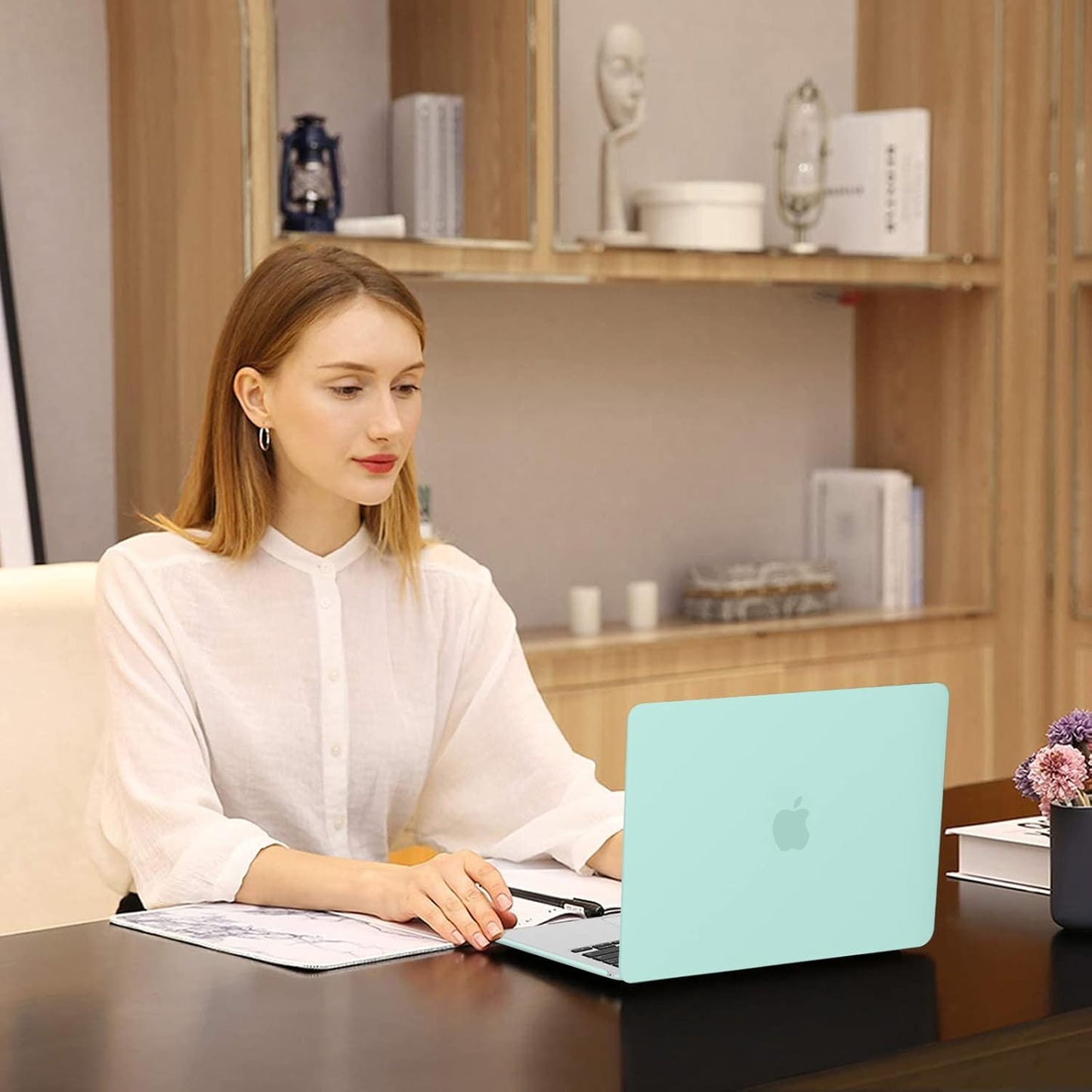 MOSISO Compatible with MacBook Air 13 inch Case 2025 2024 2023 2022 M4 A3240 M3 A3113 M2 A2681, Plastic Hard Shell&Keyboard Cover&Screen Film&Type C for MacBook Air 13.6 inch Case, Mint Green