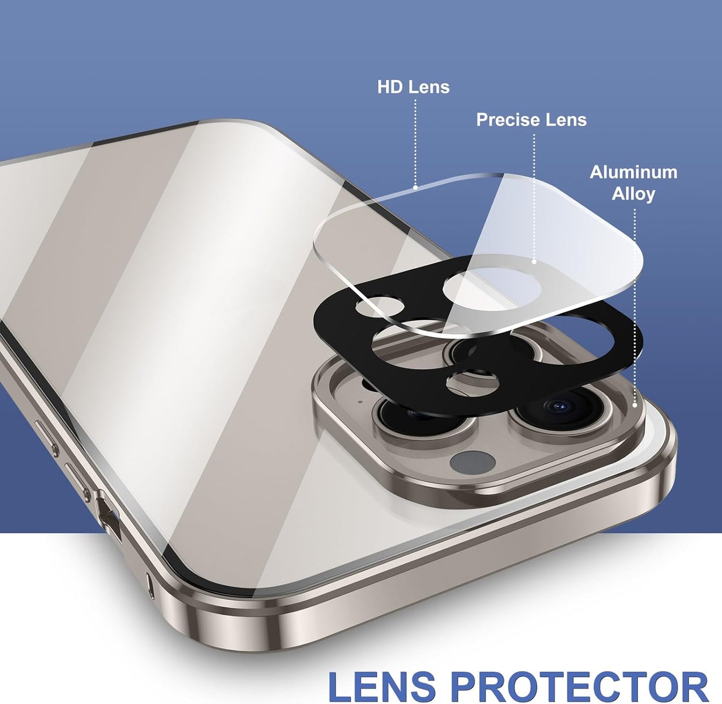 Jonwelsy Anti Peeping Case for iPhone 15 Pro (6.1"), 360 Degree Front and Back Privacy Tempered Glass Cover, Magnetic Adsorption Metal Bumper (Blue)