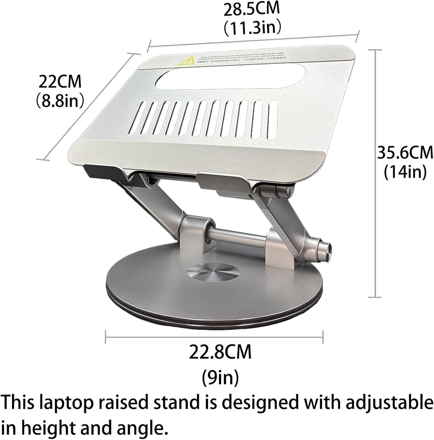 Laptop Stand for Desk, Adjustable Computer Stand with 360° Rotating Base, Ergonomic Laptop Riser for Collaborative Work, Foldable & Portable Laptop Stand, fits for All 10-16" Laptops
