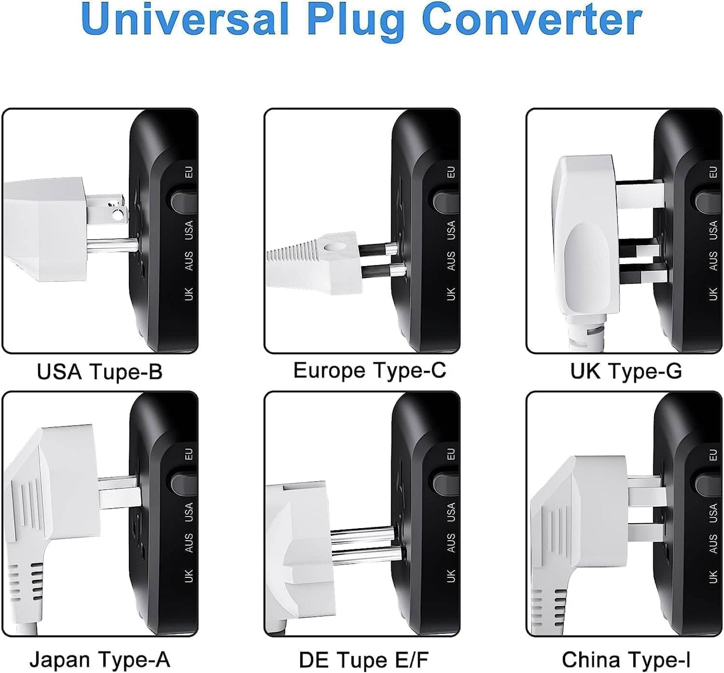 International Travel Adapter Voltage Converter to Step Down 230V to 120V for Hair straighteners, laptops, Cell Phones, Power converters from USA to UK, Europe, Australia Over 200 Countries