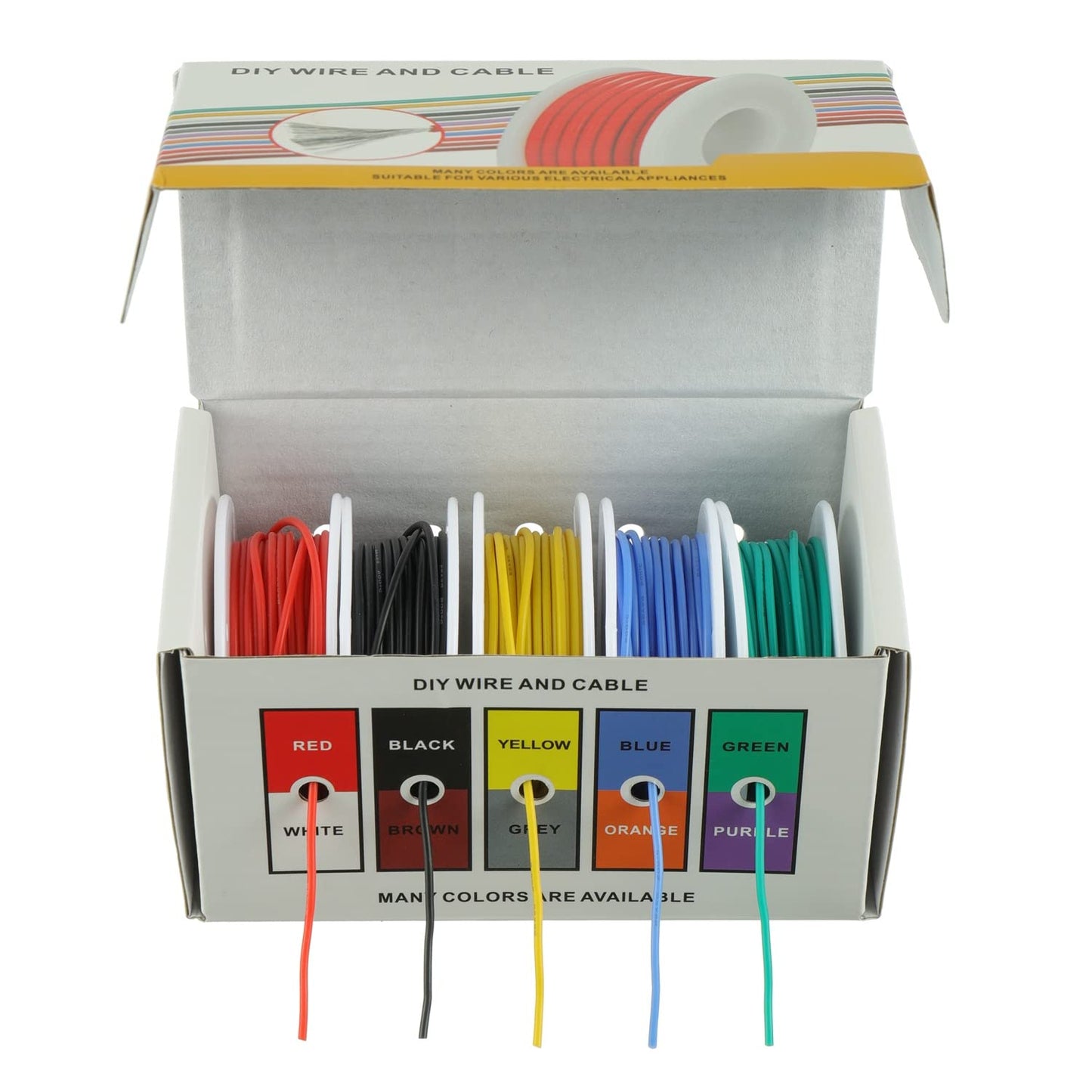 BOJACK 26 AWG Flexible Silicone Wire Electric Wire Hook up Wire Kit 300V Cables with Plus 20 φ3mm Heat Shrink Tubings and a Mini Wire Stripper(5 Colors 32.81Ft Each Color, 26AWG)